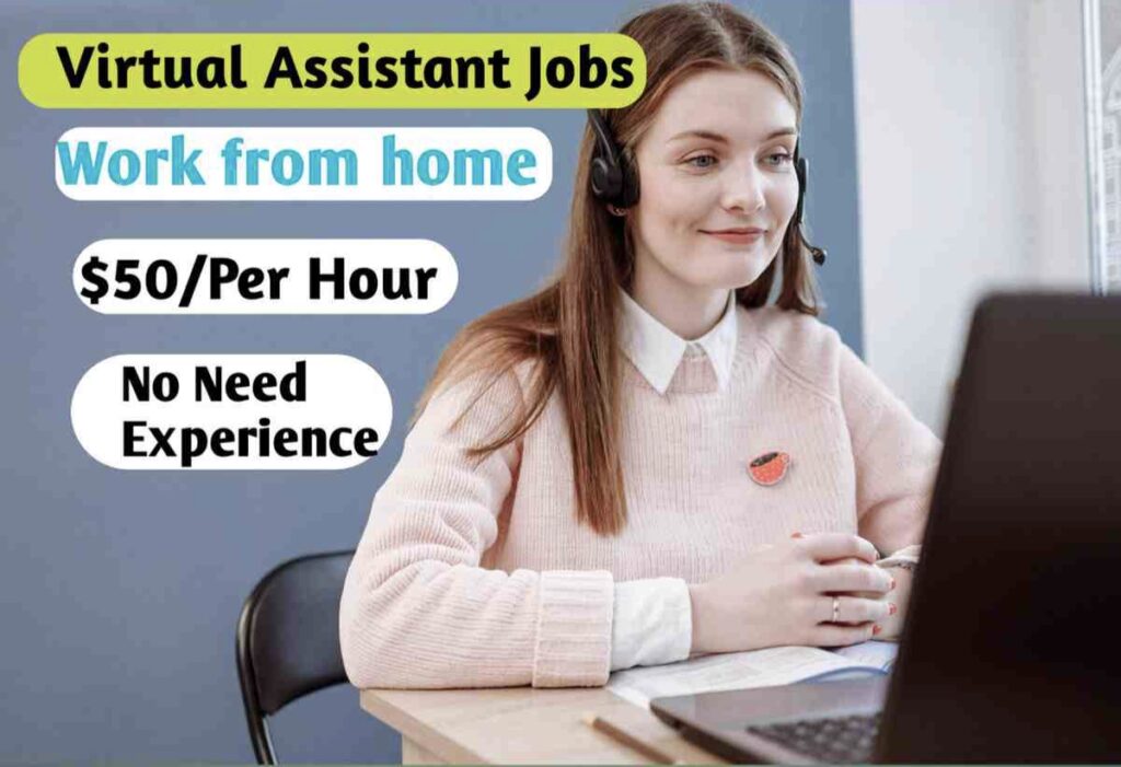 Woman working remotely on her laptop handling virtual assistant jobs from home in the USA
